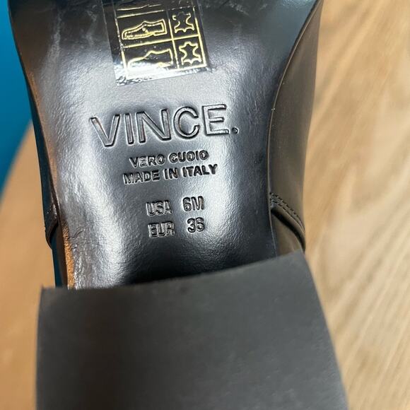 Vince. Harriet Black Leather Ankle Boots Block Heel Women’s Size 6 Made In Italy - Picture 9 of 9